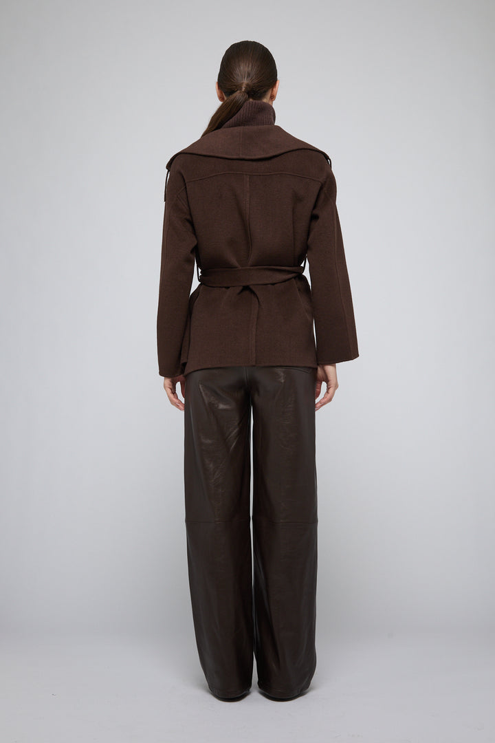 SIMKHAI - Rowen Fringe Jacket in Chocolate Coats & Jackets