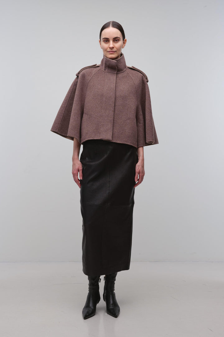 SIMKHAI - Yara Cape Jacket in Mushroom Melange