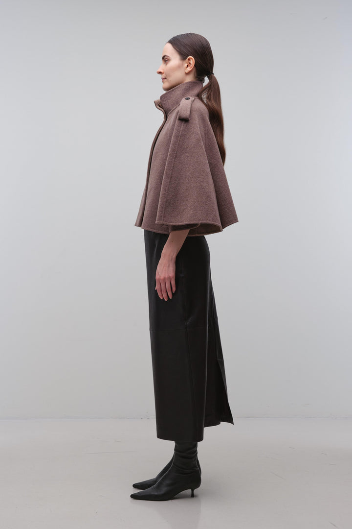 SIMKHAI - Yara Cape Jacket in Mushroom Melange