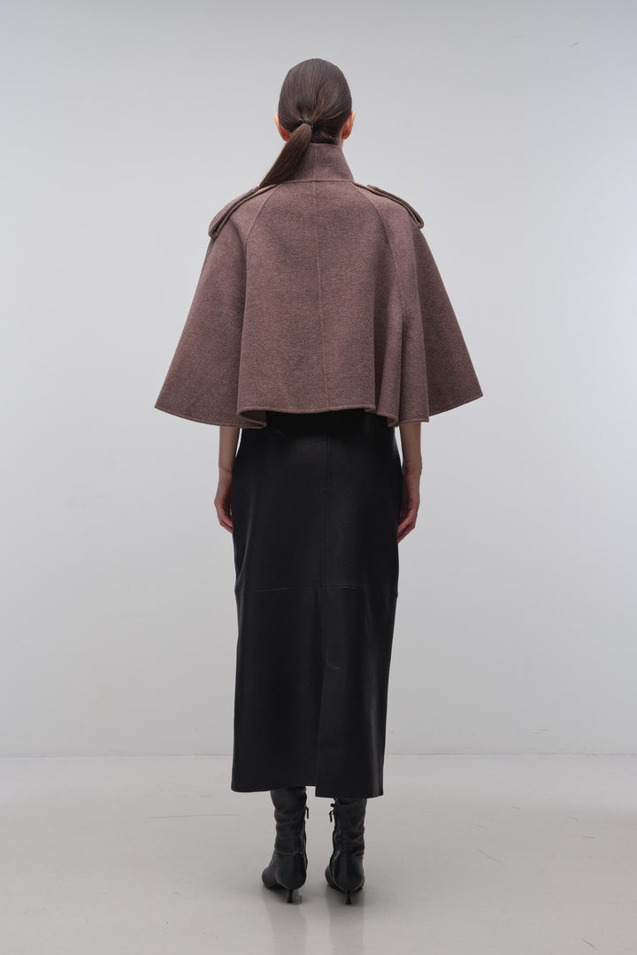SIMKHAI - Yara Cape Jacket in Mushroom Melange