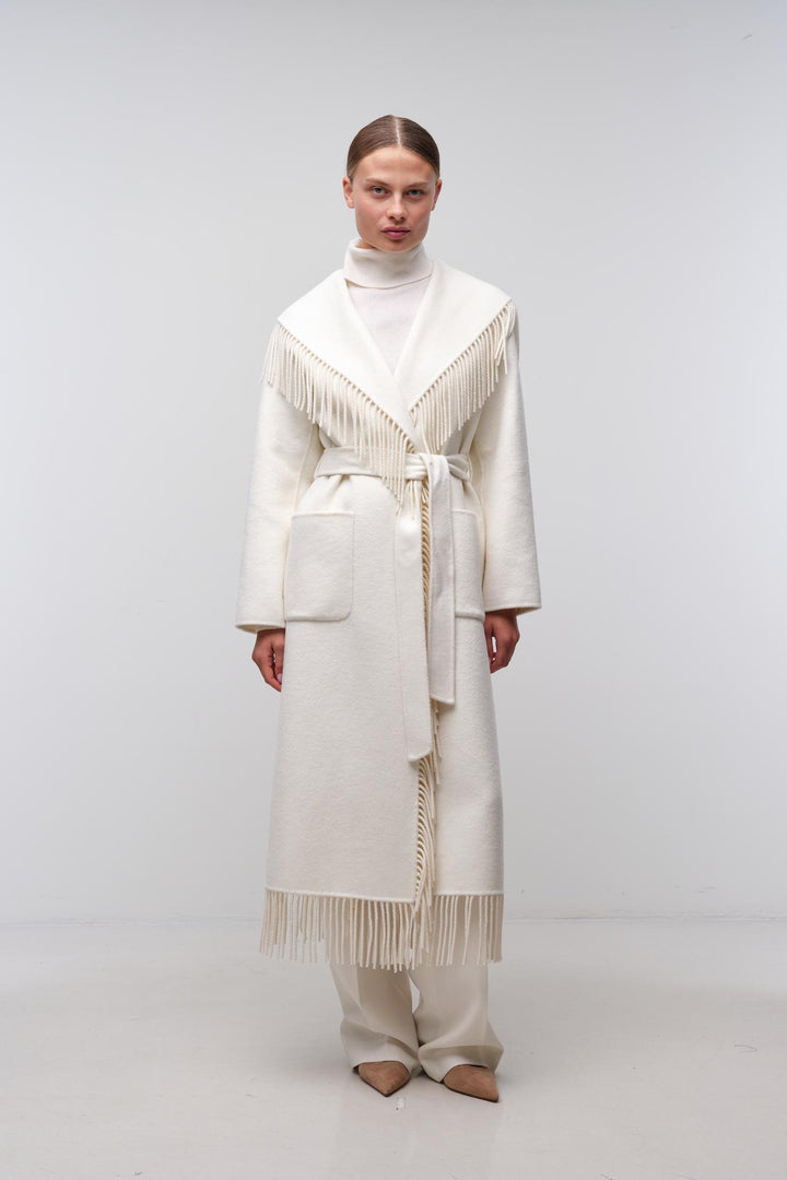 Simkhai - Carrie Fringe Robe Coat in Frost