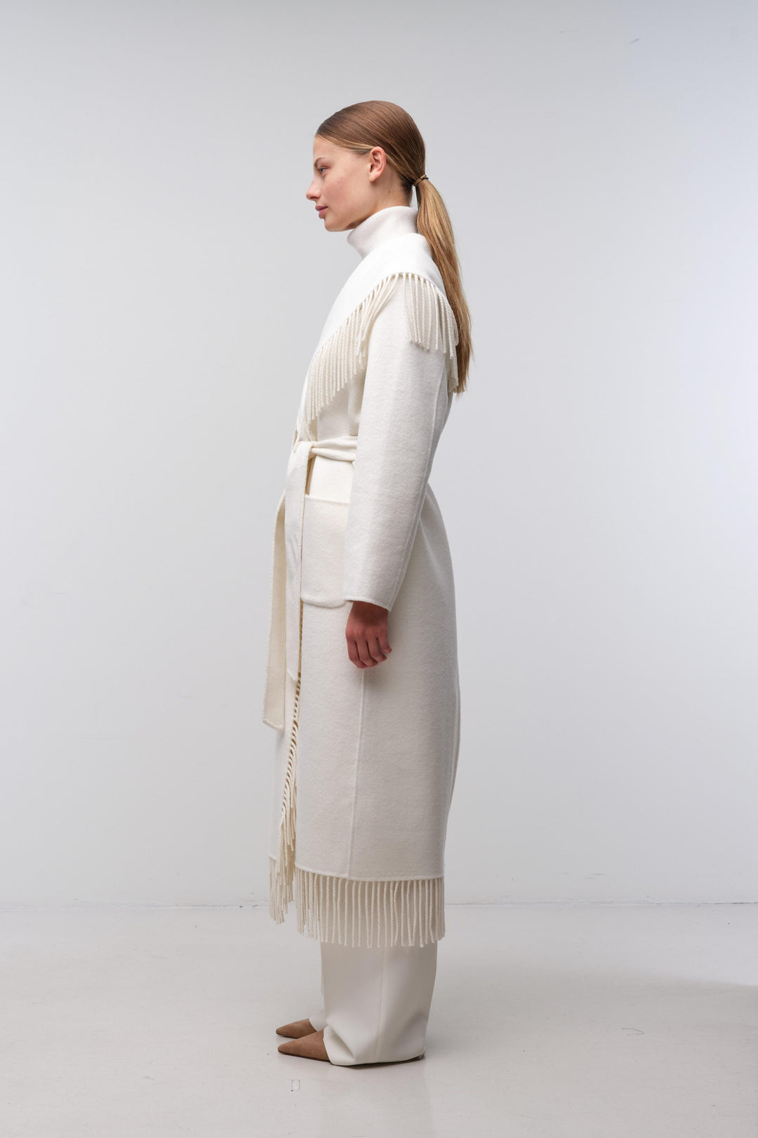 Simkhai - Carrie Fringe Robe Coat in Frost