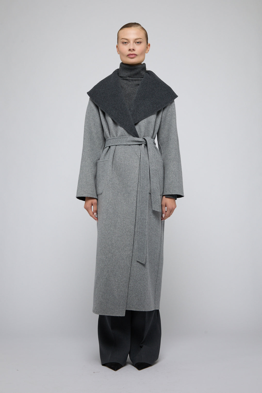 SIMKHAI - Allura Reversible Belted Coat in Charcoal