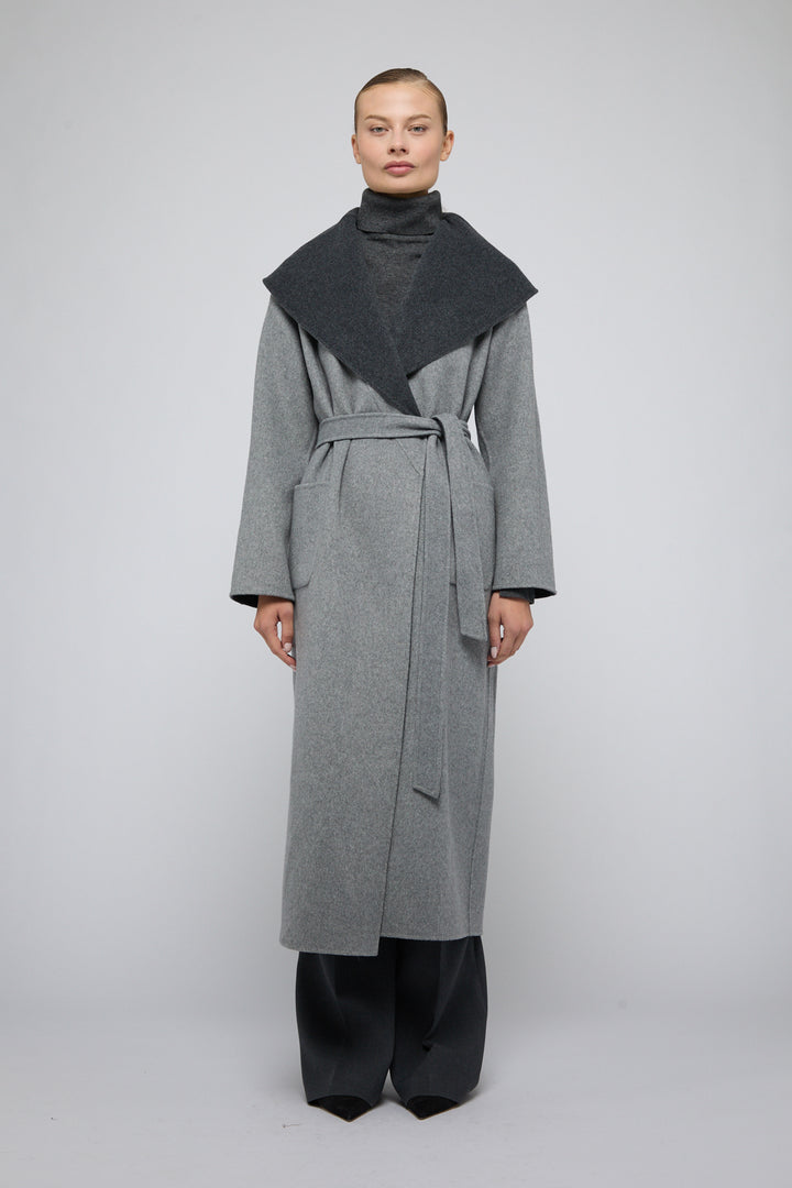 SIMKHAI - Allura Reversible Belted Coat in Charcoal