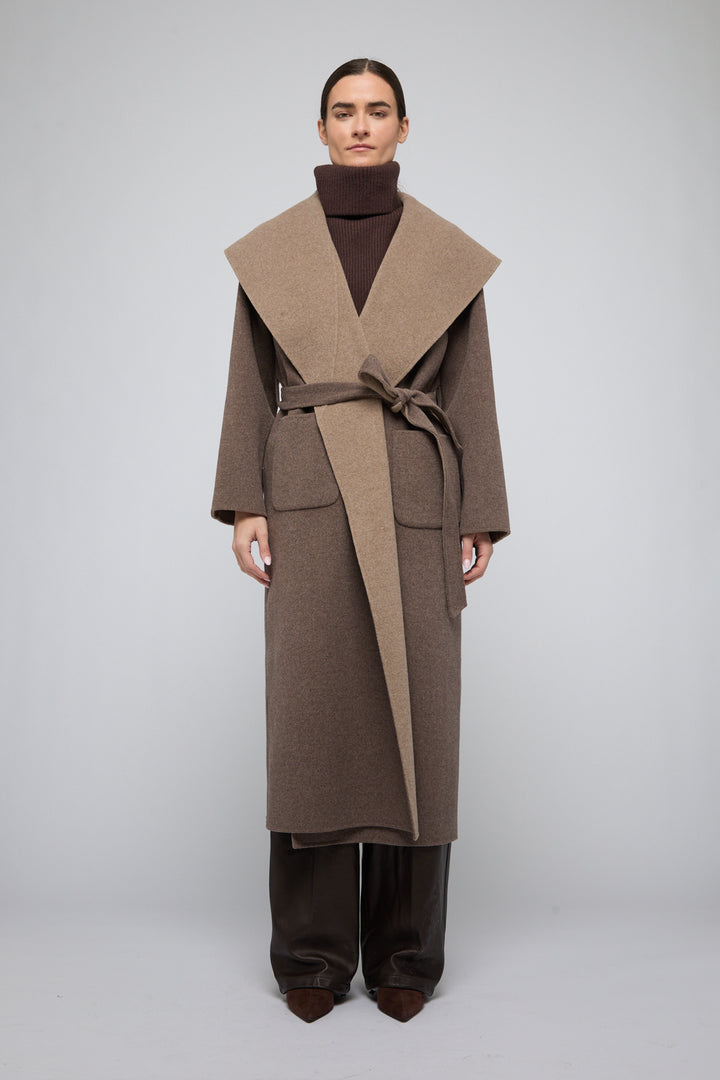 SIMKHAI - Allura Reversible Belted Coat in Mushroom