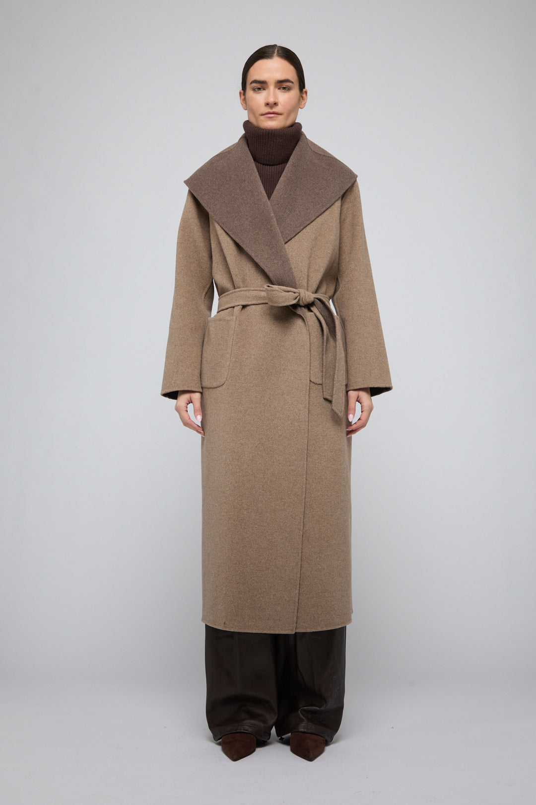 SIMKHAI - Allura Reversible Belted Coat in Mushroom