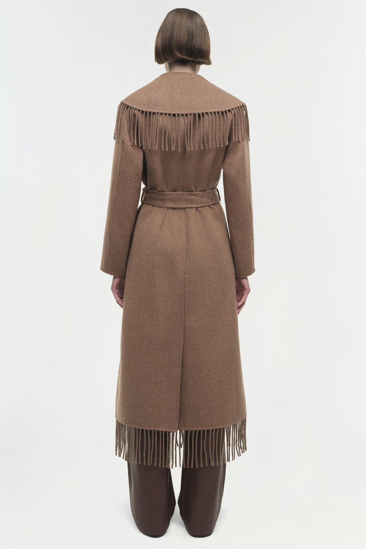 Simkhai - Carrie Fringe Robe Coat in Camel Coats & Jackets