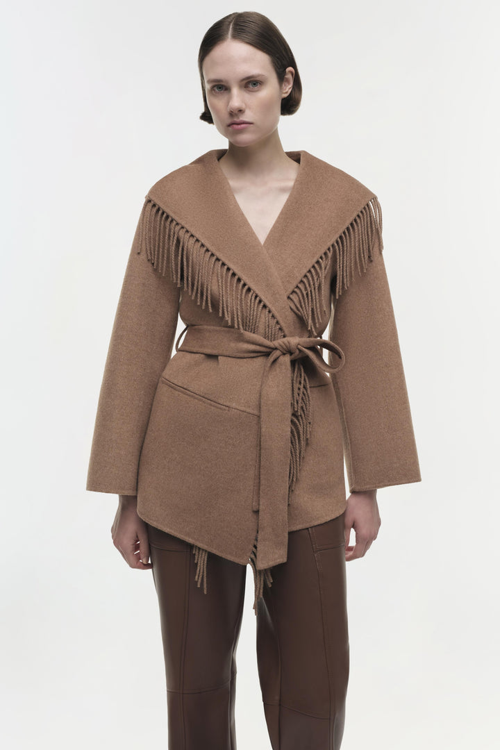 SIMKHAI - Rowen Fringe Jacket in Camel Coats & Jackets