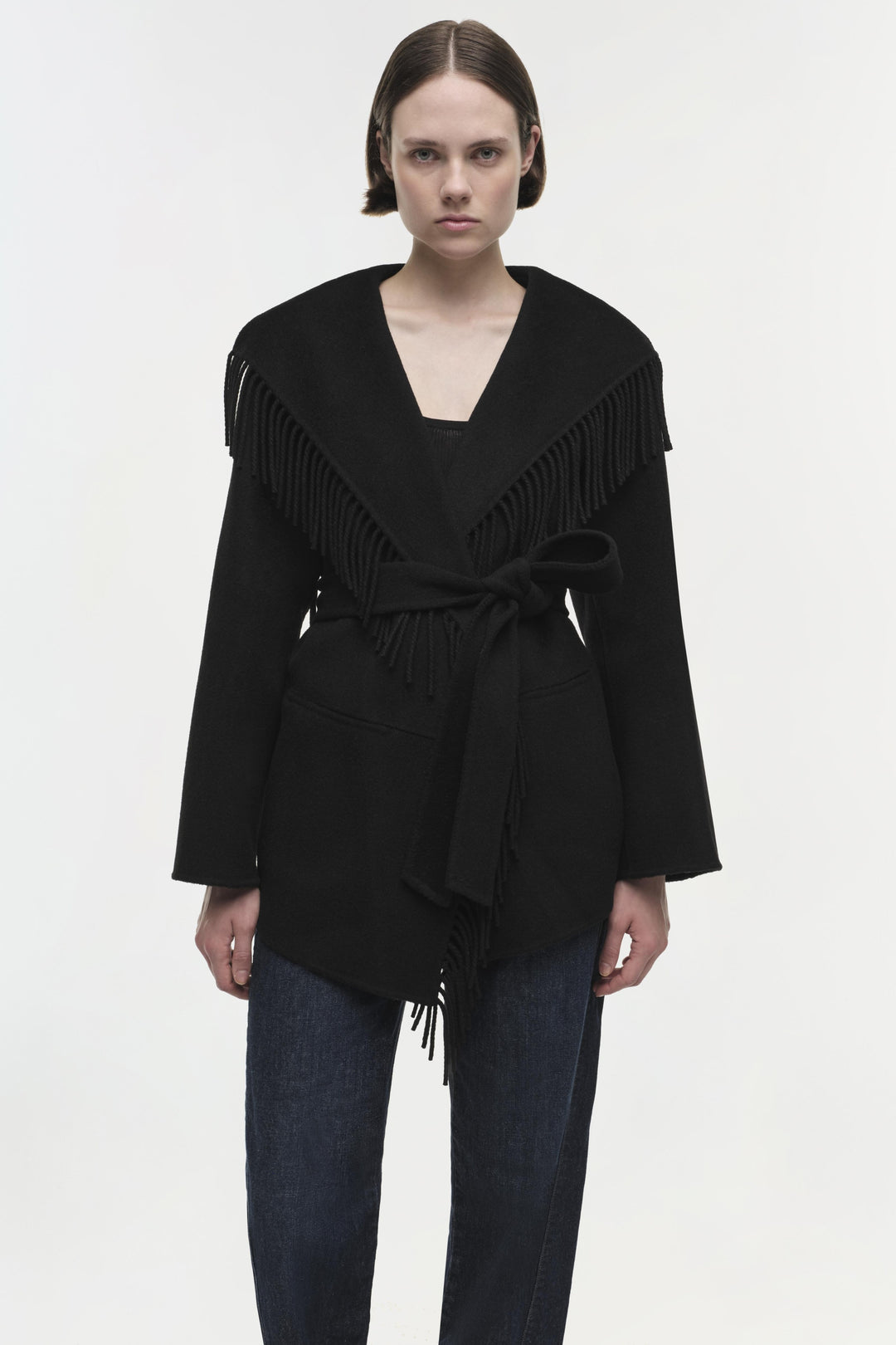 SIMKHAI - Rowen Fringe Jacket in Black Coats & Jackets