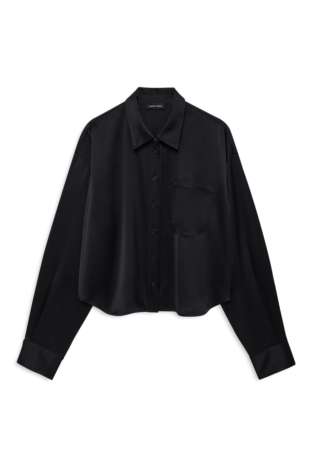 ANINE BING - Scott Cropped Shirt in Black