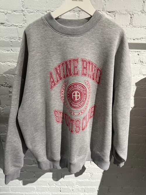 ANINE BING - Miles Sweatshirt Collegiate in Grey Sweatshirts