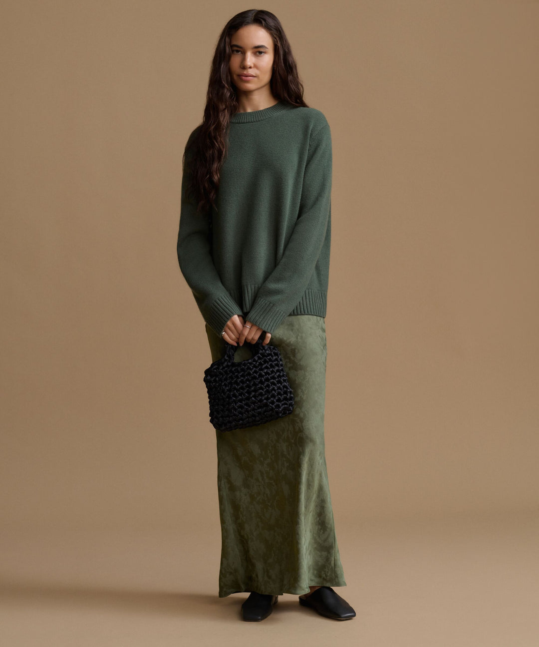 JENNI KAYNE - Cashmere Oversized Crewneck in Pine