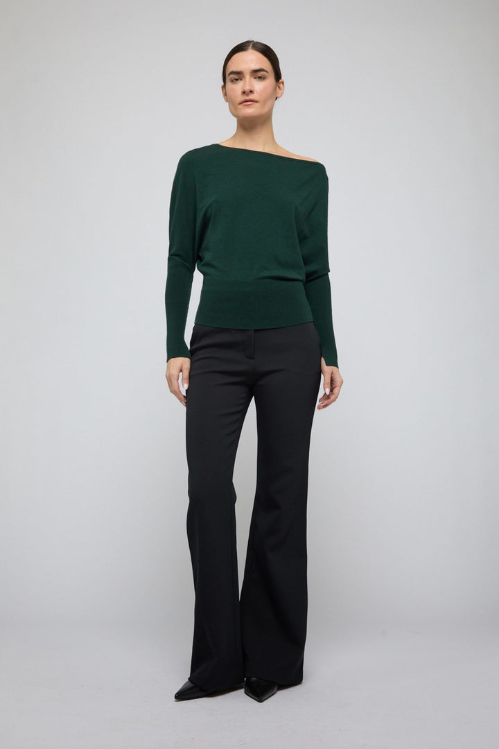 SIMKHAI - Lavina Draped Sweater in Everglade