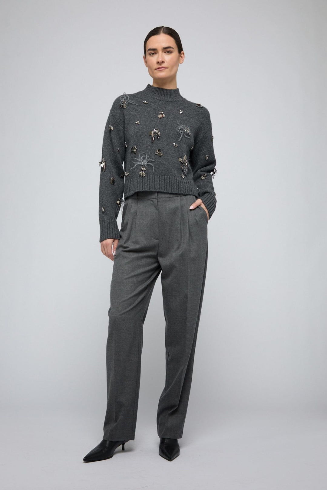 SIMKHAI - Gabriette Sweater in Charcoal