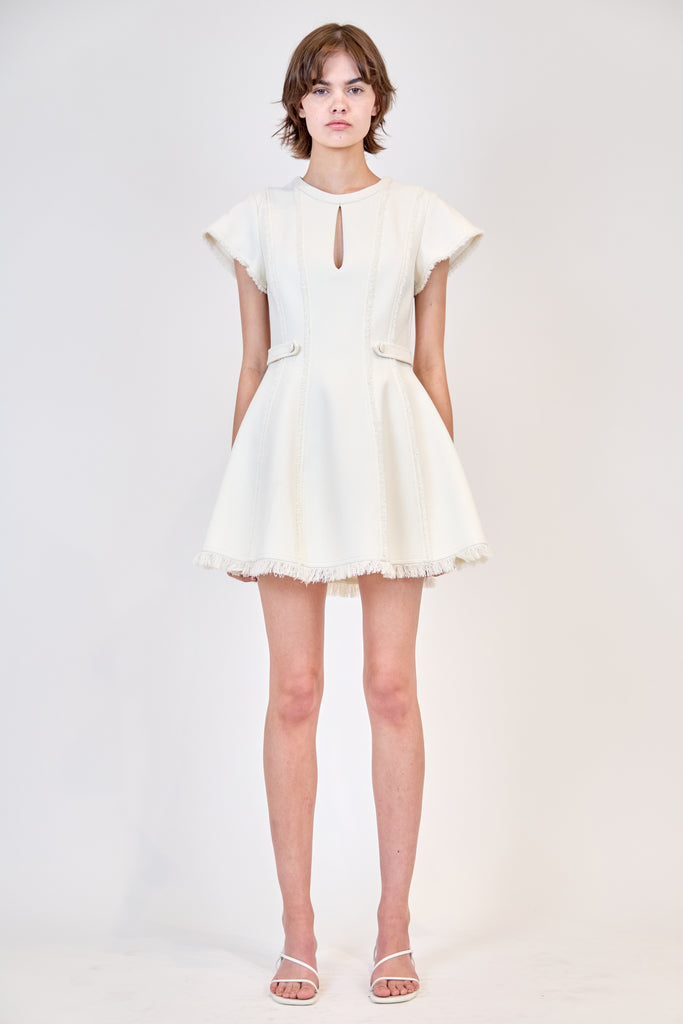 marcy short sleeve mini shirt dress in white simkhai Simkhai