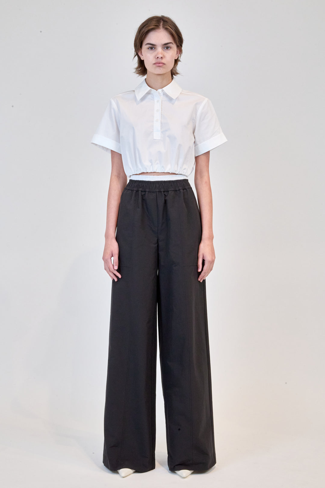 SIMKHAI - Nicky Cropped Short Sleeve Top in White