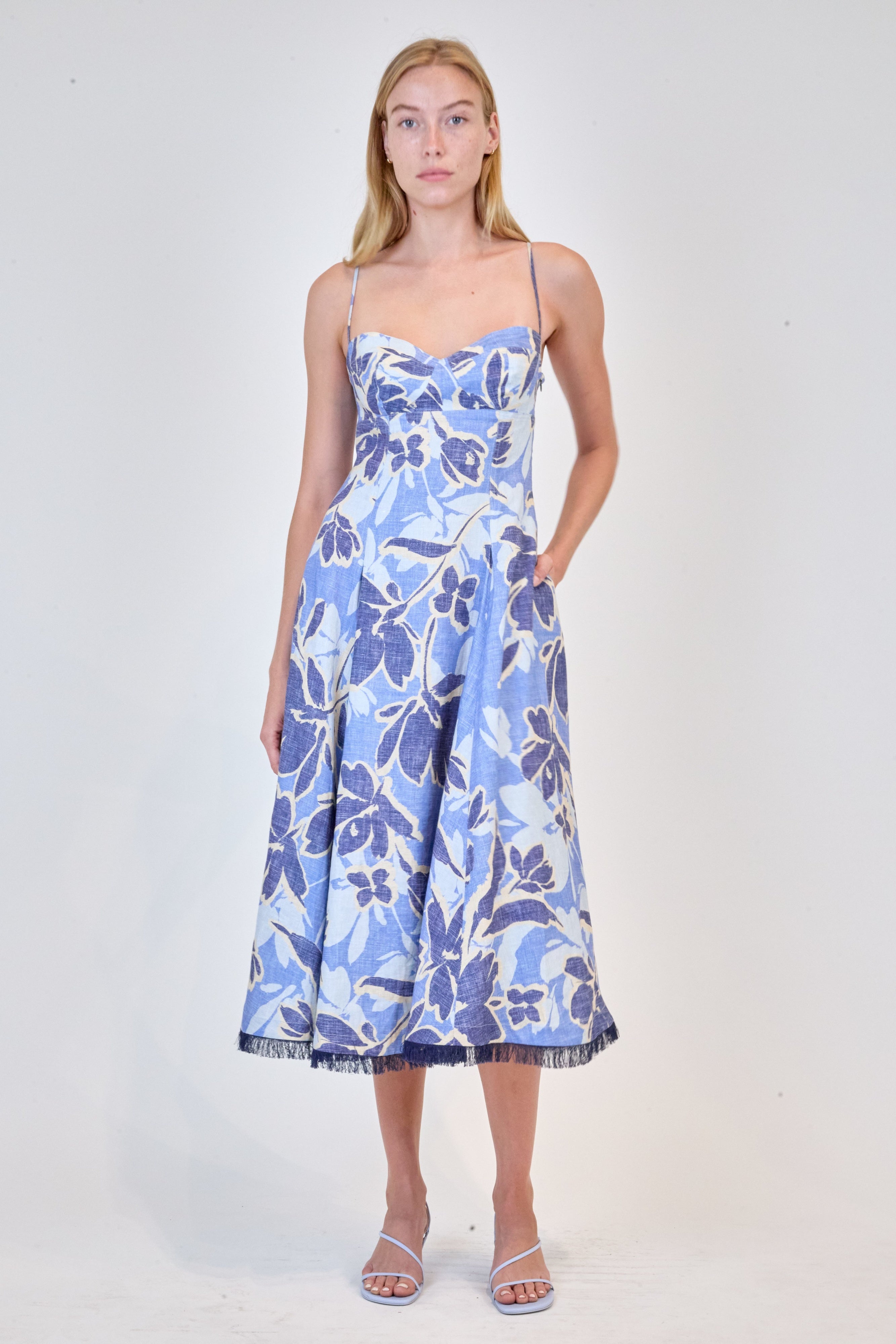 SIMKHAI - Analise Bustier midi Dress in Blue Hydrangea – Blond Genius