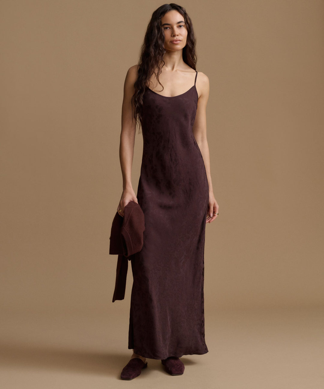 JENNI KAYNE - Jacquard Cleo Slip Dress in Bordeaux