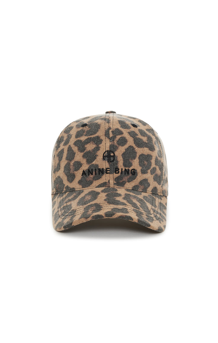 ANINE BING - Jeremy Baseball Cap Black and Brown Leopard
