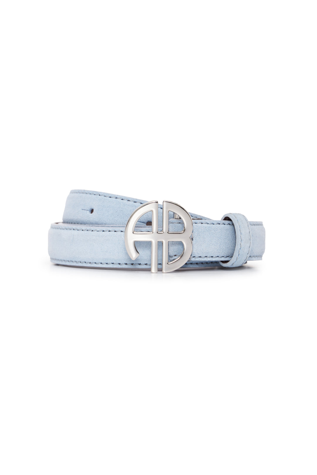 ANINE BING - New Monogram Belt in Suede Mineral Blue
