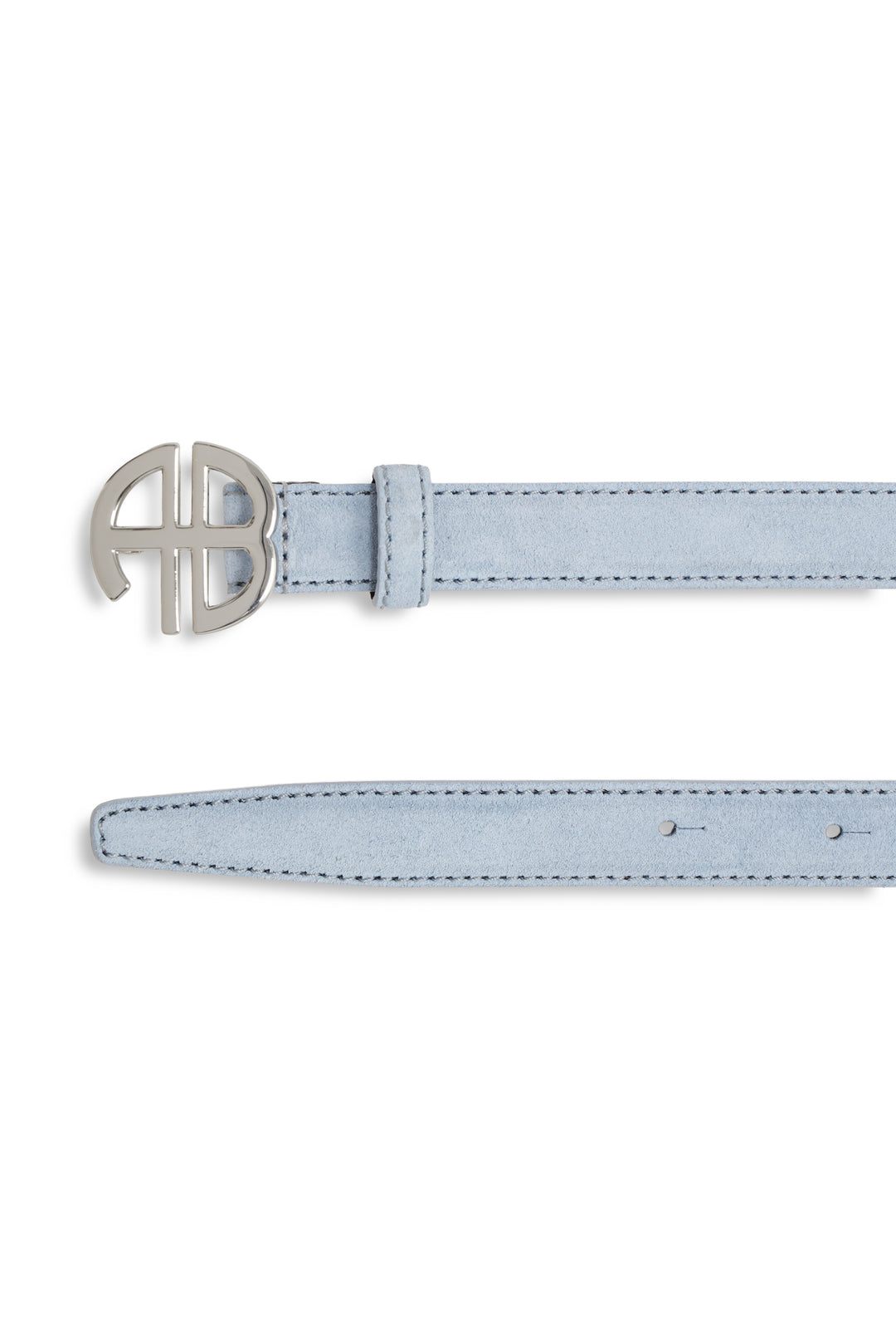 ANINE BING - New Monogram Belt in Suede Mineral Blue