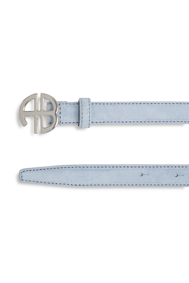 ANINE BING - New Monogram Belt in Suede Mineral Blue