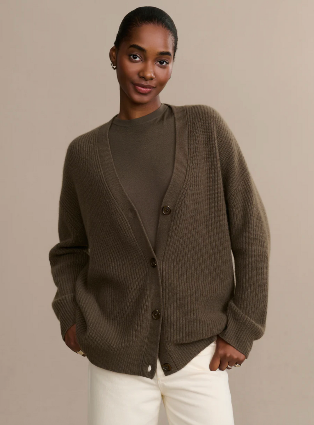 JENNI KAYNE - Cashmere Cocoon Cardigan in Olive Sweaters