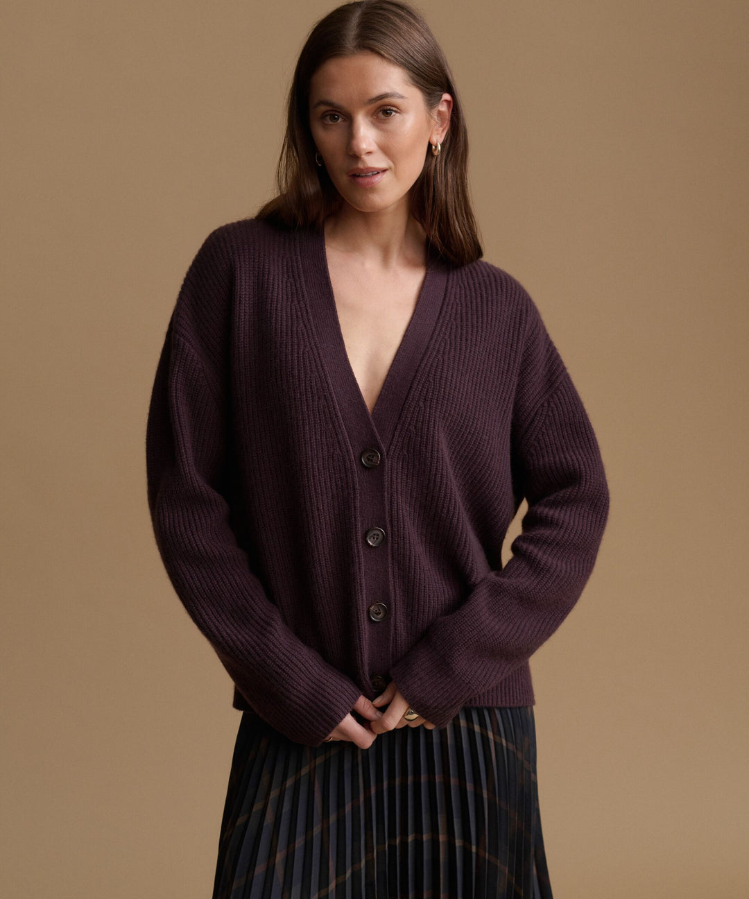 JENNI KAYNE - Cropped Cashmere Cocoon Cardigan in Bordeaux