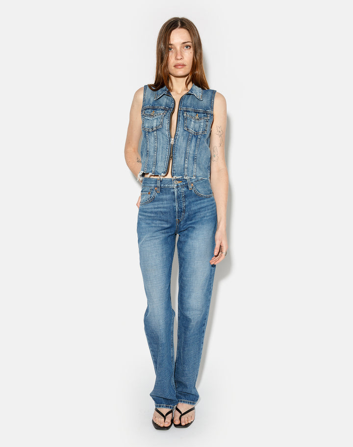 RE/DONE - Cinched Straight in Crystal Indigo Jeans