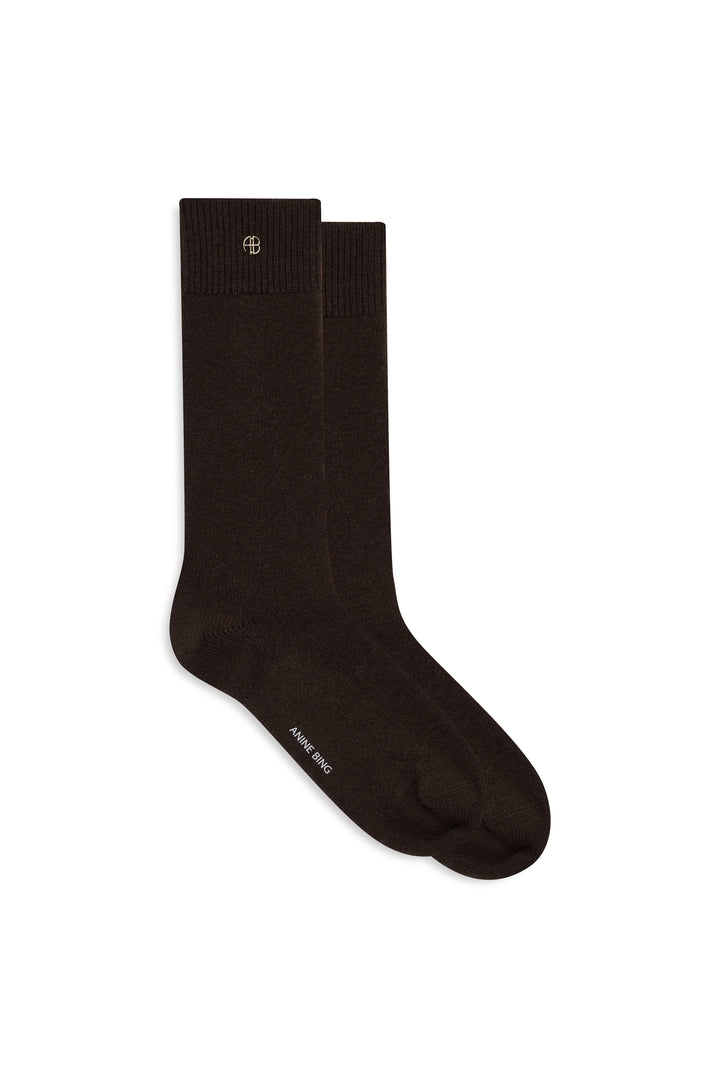 ANINE BING - Sully Cashmere Sock in Dark Brown