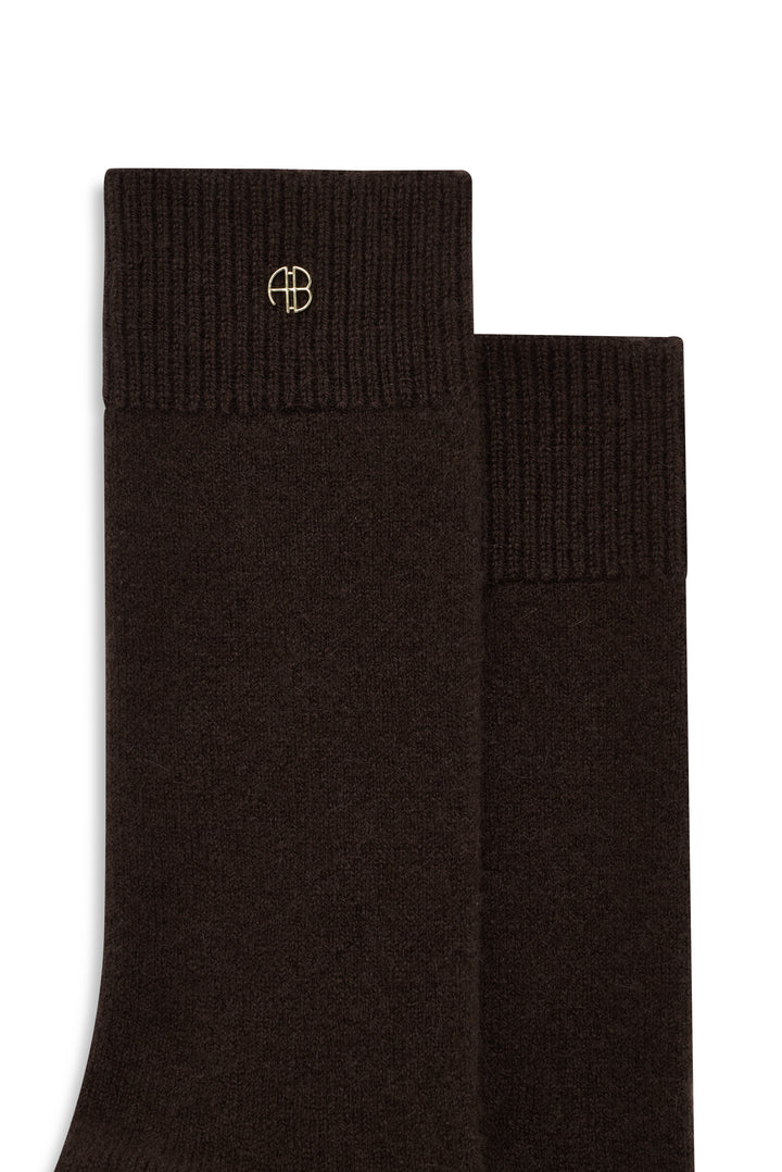 ANINE BING - Sully Cashmere Sock in Dark Brown