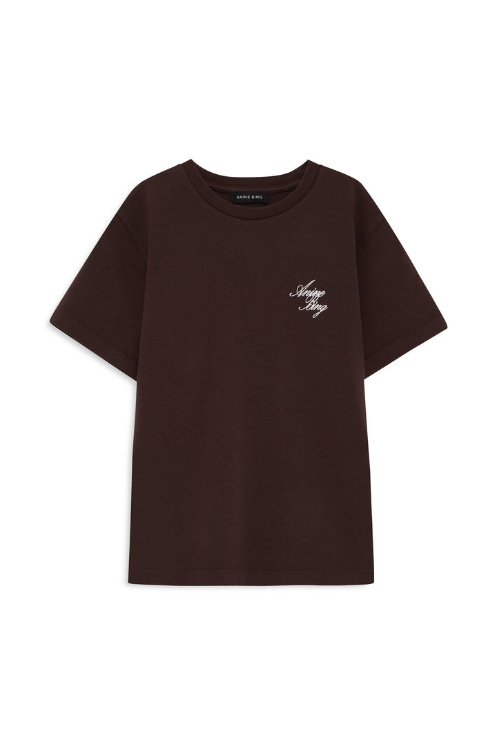 ANINE BING - Shelley Tee Monogram in Chocolate Brown