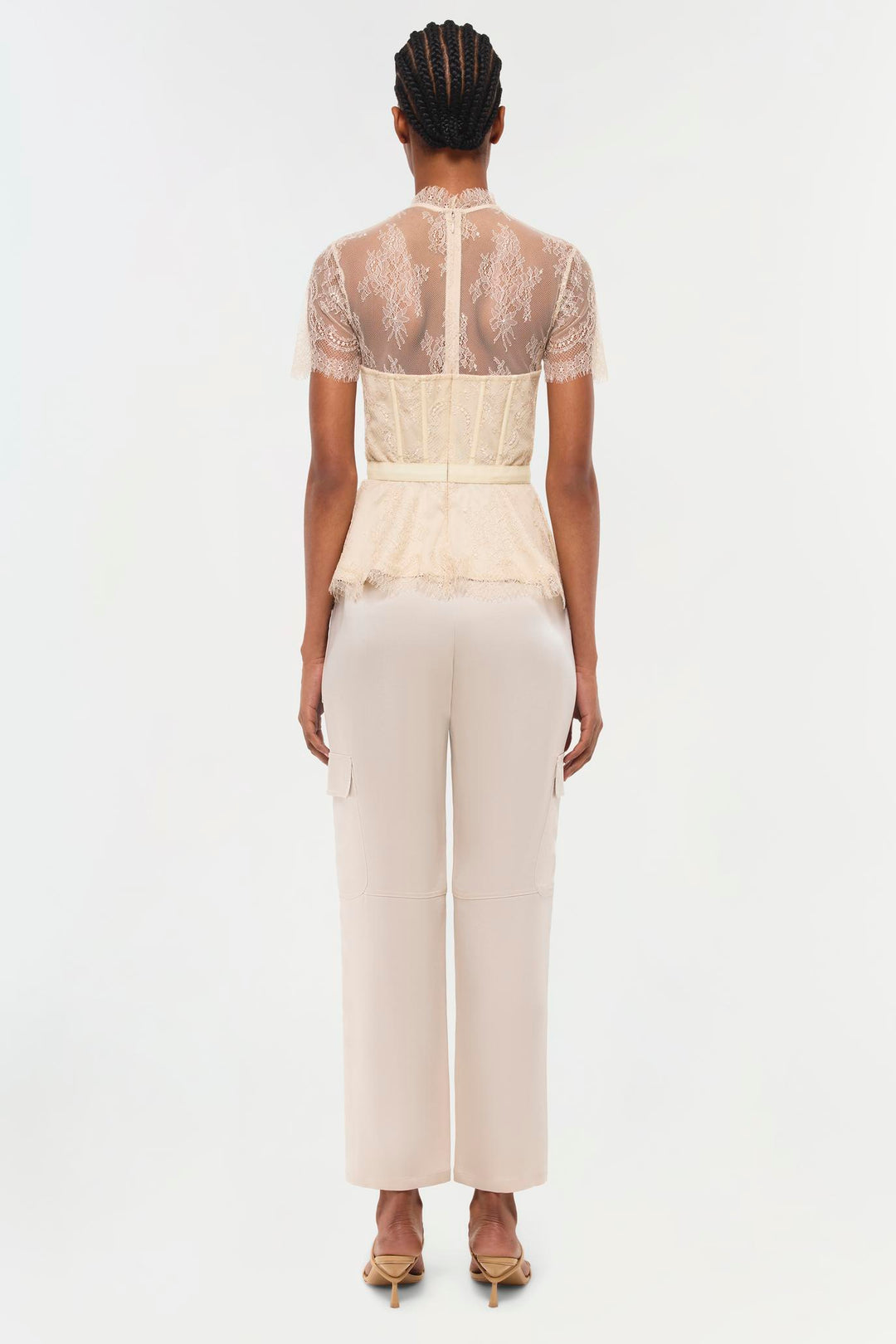 SIMKHAI - Kehlani Lace Bustier Top in Champagne Tops