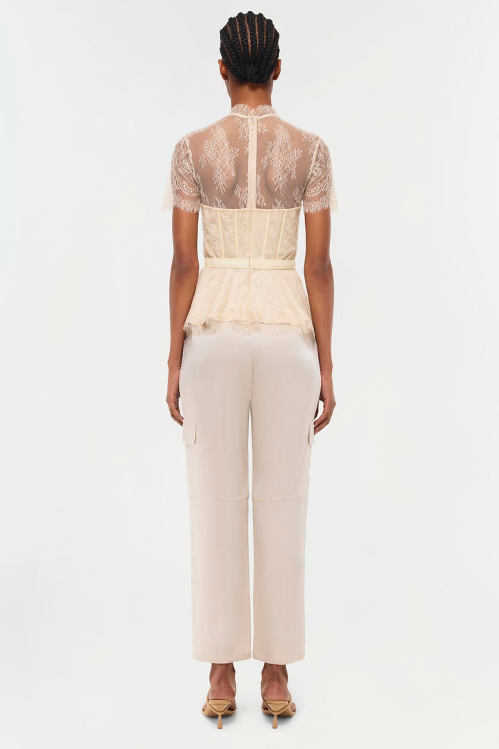 SIMKHAI - Kehlani Lace Bustier Top in Champagne Tops