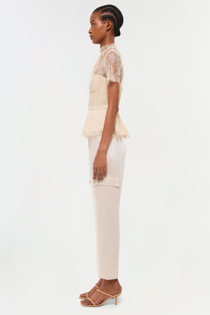 SIMKHAI - Kehlani Lace Bustier Top in Champagne Tops