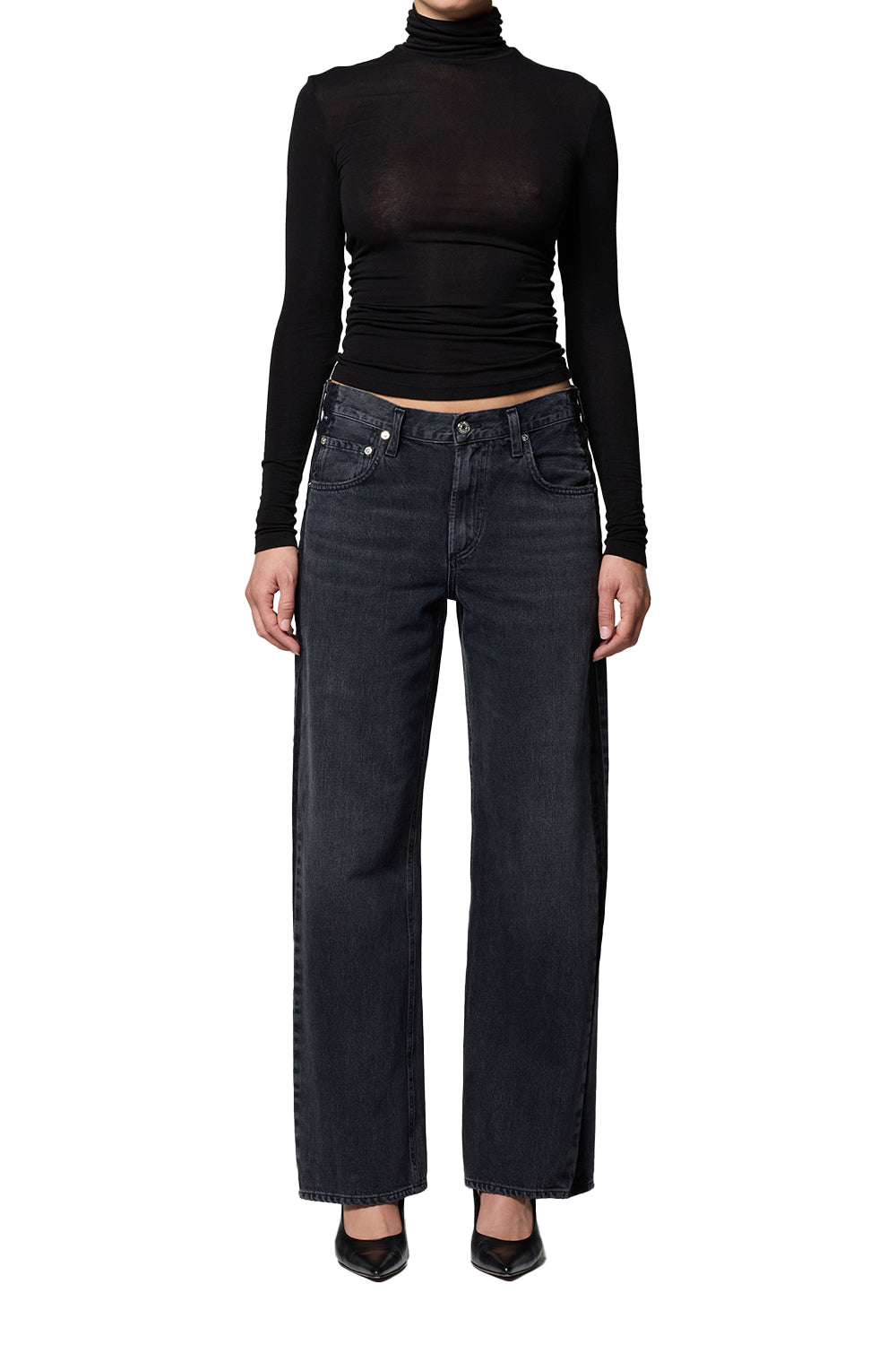 CITIZENS OF HUMANITY - Lindz Easy Straight with Tuxedo Stripe in Kuro Jeans