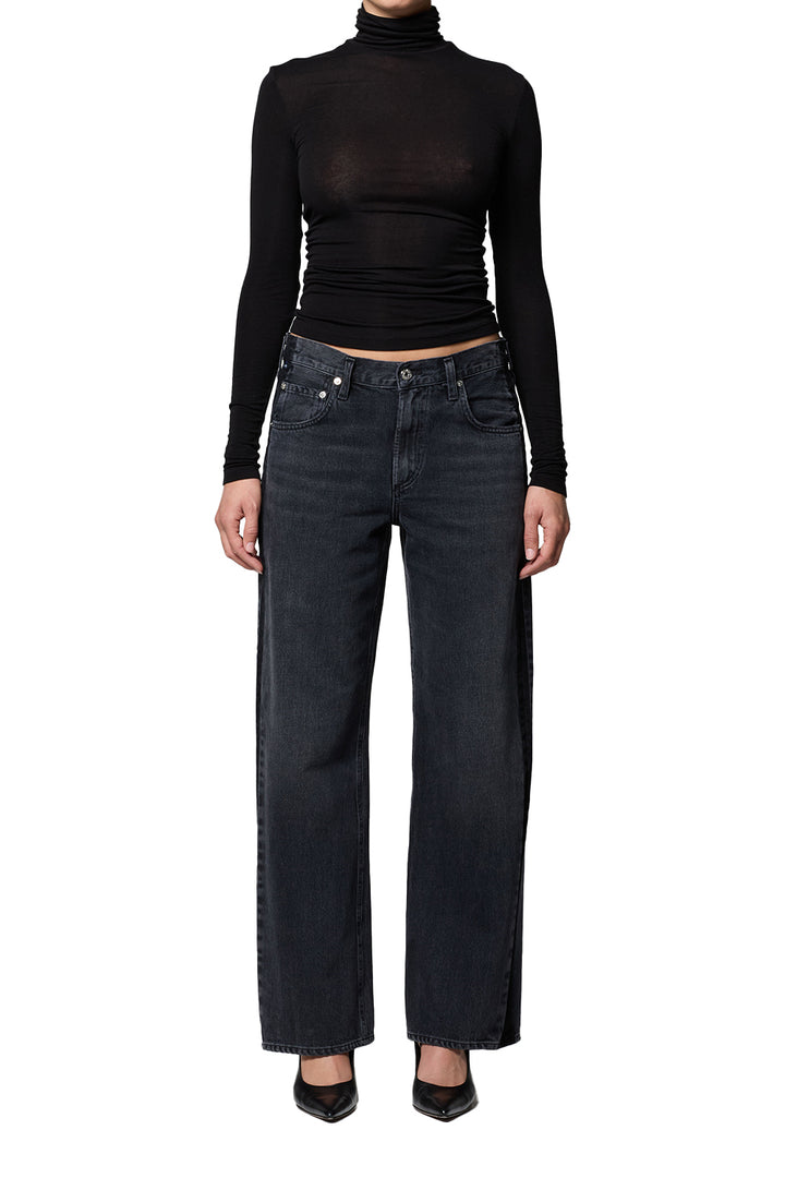 CITIZENS OF HUMANITY - Lindz Easy Straight with Tuxedo Stripe in Kuro Jeans