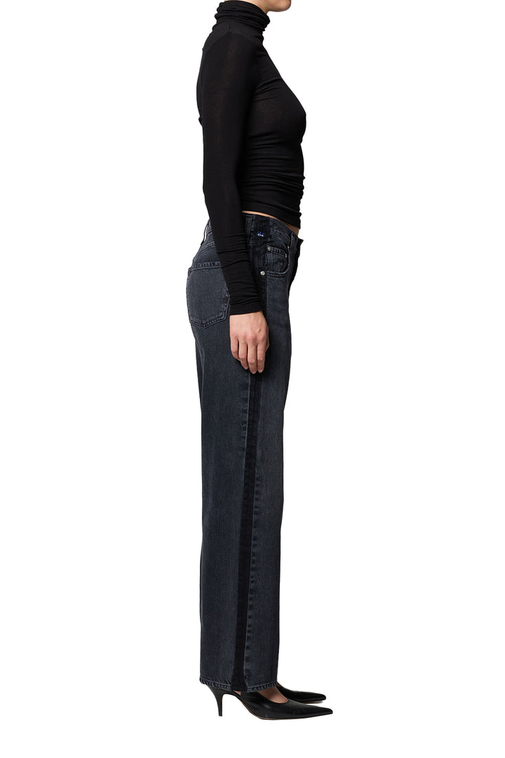 CITIZENS OF HUMANITY - Lindz Easy Straight with Tuxedo Stripe in Kuro Jeans