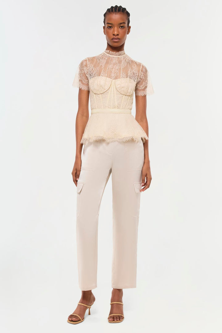 SIMKHAI - Kehlani Lace Bustier Top in Champagne Tops