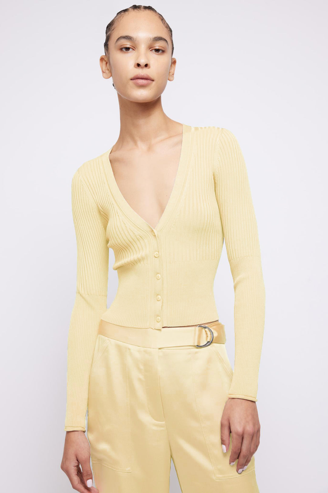 SIMKHAI - Ailany Shrunken Cardigan in Buttercream
