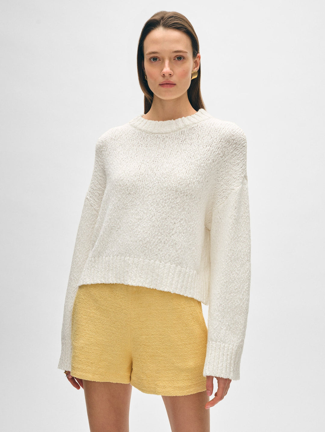 White + Warren - Cotton Slub Easy Crewneck in White Tops