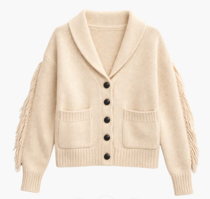 WHITE & WARREN - Cashmere Blend Luxe Fringe Coatigan in Ivory Cardigans