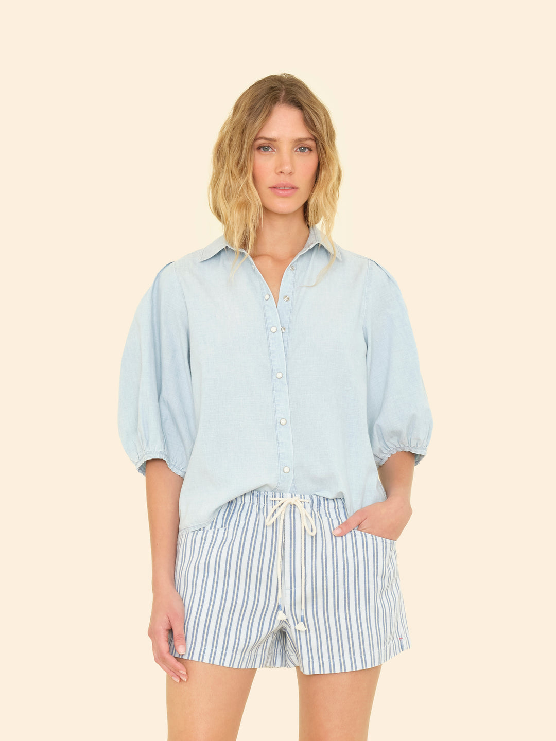 XiRENA - Audrey Shirt in Air Blue Button Up Shirt