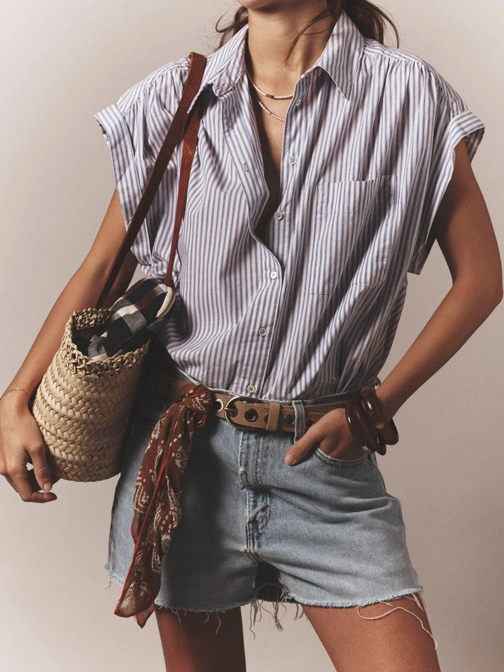 XiRENA - Lexi Shirt in Blue Aggie Tops