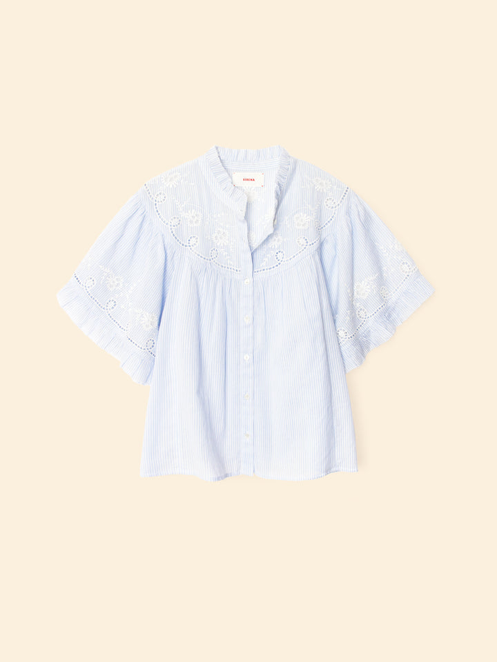 XIRENA - Mae Shirt in Blue White Stripe