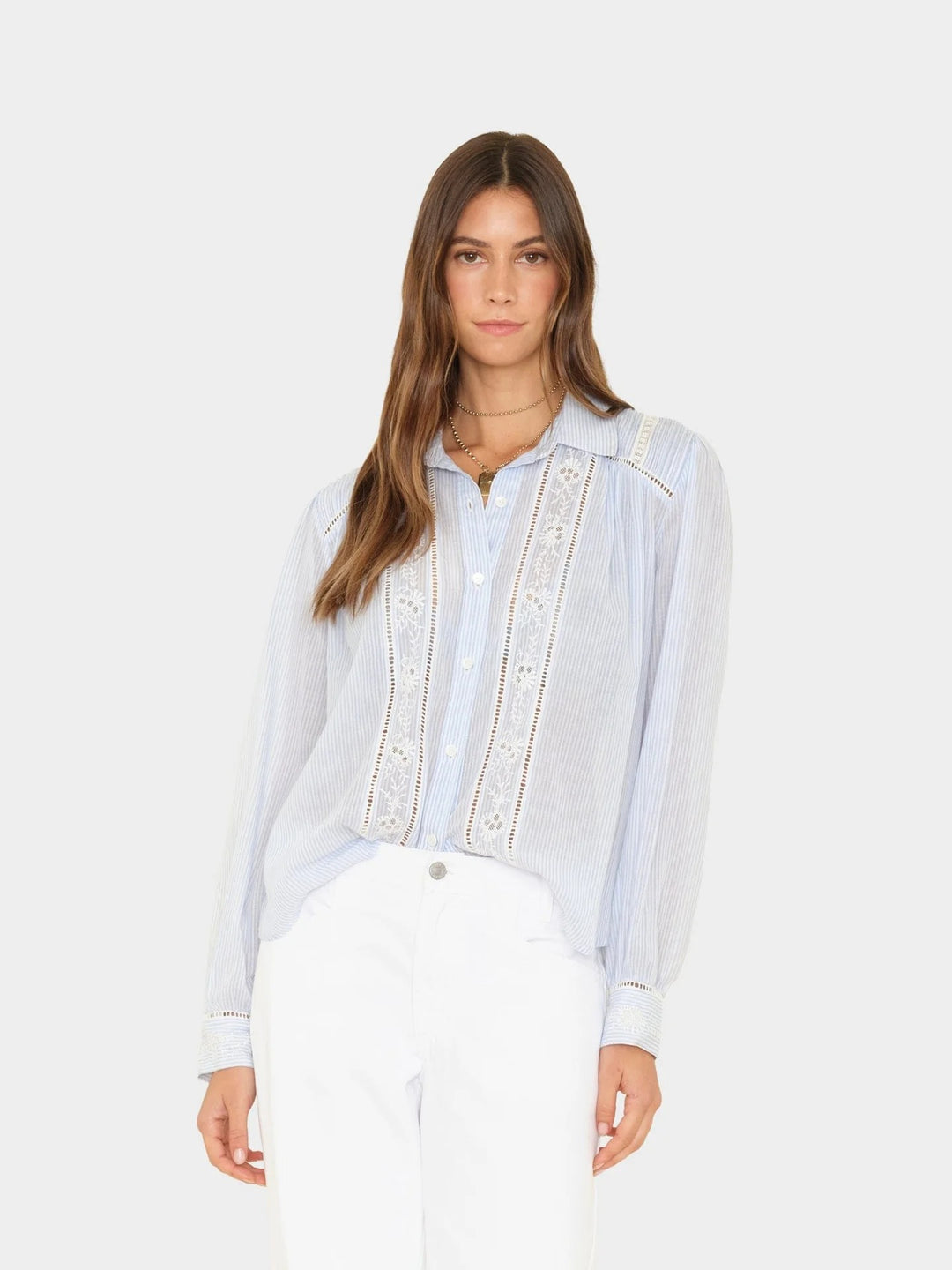 XIRENA - Viviana Shirt in Blue White Stripe Button Up Shirt