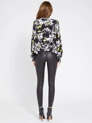 Alice + Olivia - Quintin Printed Pullover in Black/White/Neon Yellow