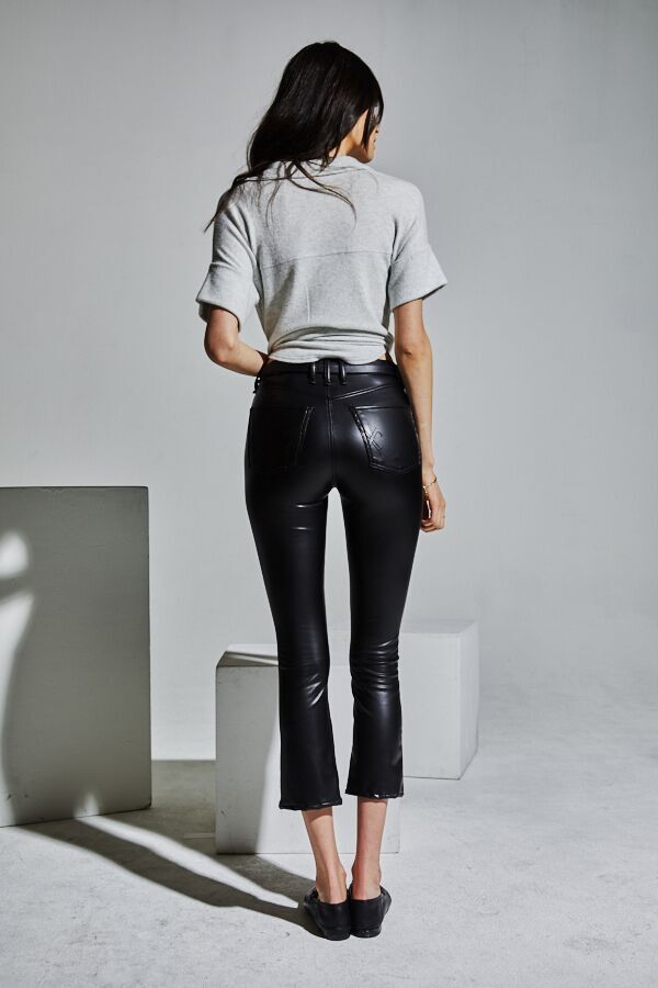 McGuire- Cropped Gainsbourg Black Faux Calfskin