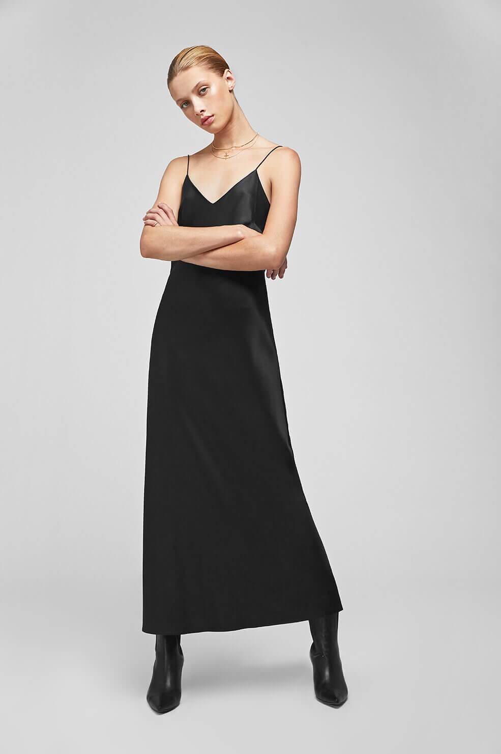 anine bing silk maxi dress ANINE BING Laurel silk-blend satin maxi dress