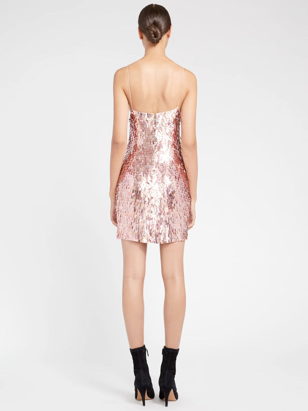 Alice + Olivia - Contessa Embellished V Neck Dress in Iridescent Pink